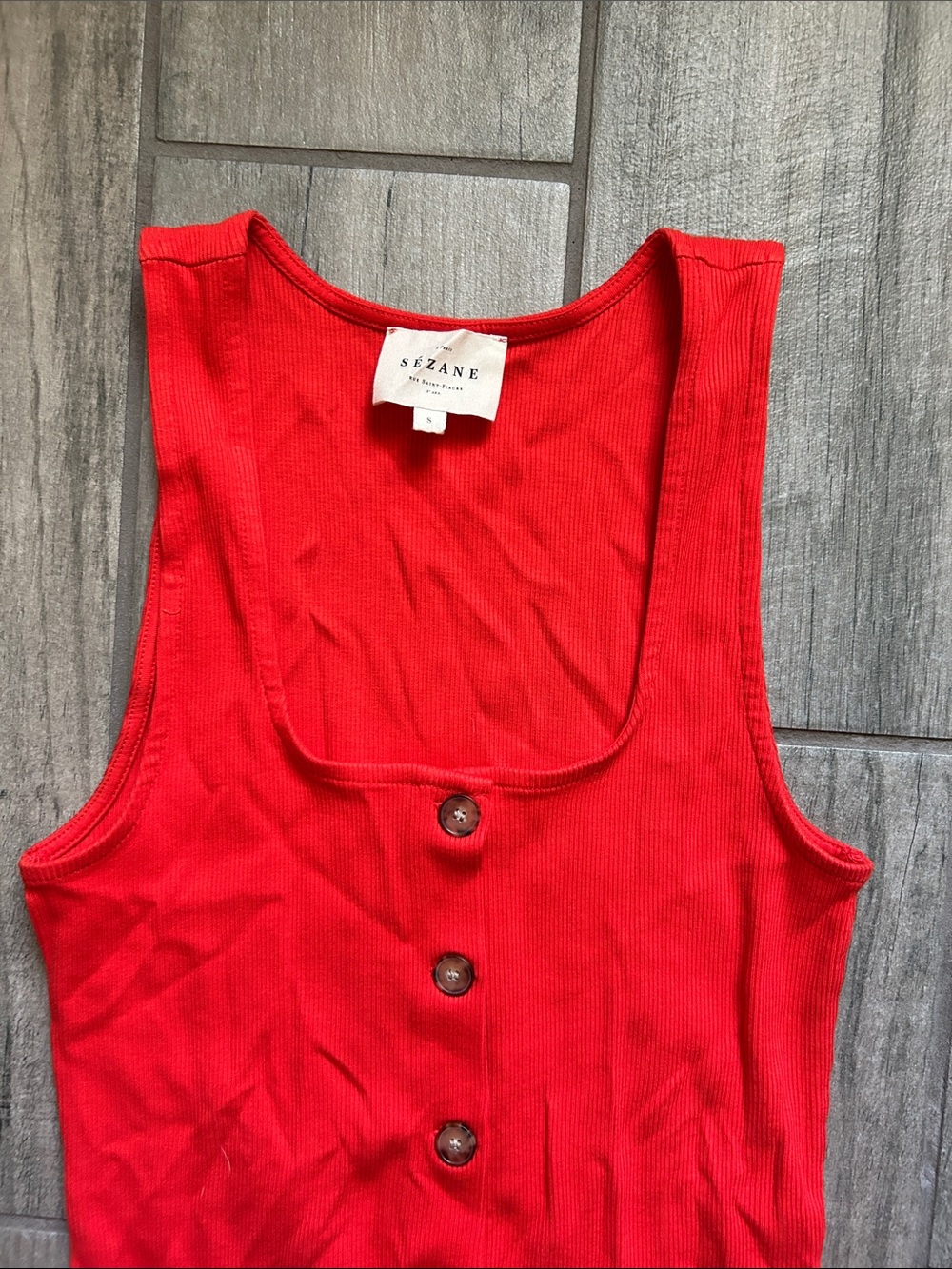 Sezane Red Button-Front Maxi Dress - Picture 4 of 5